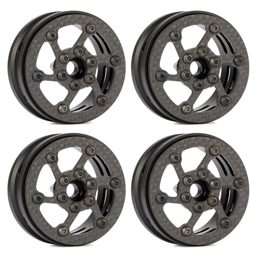 PLOQAZEH Für Capra Für SCX10 Pro Für TRX4 1/10 1,9 Zoll Carbon Fiber Portal Beadlock Räder Felgen Für LCG Für Chassis RC Crawler Ersatz Zubehör RC Buggy Reifen(Size 2) von PLOQAZEH