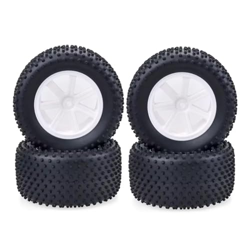 PLOQAZEH Für HSP 1/10 4 STÜCKE Für Desert Truck 102 MM RC Gummischwammreifen Reifenfelgen Räder Reifen 12 Mm Hub Hex RC Auto Offroad Upgrade Teile RC Buggy Reifen(White) von PLOQAZEH
