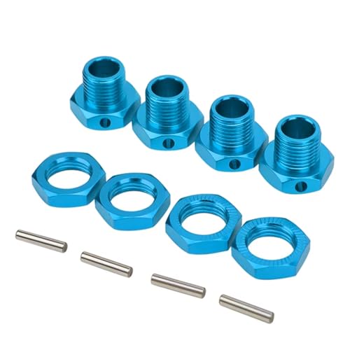 PLOQAZEH Für HSP 1/8 RC Crawler Autoteile 4 STÜCKE RC Radsechskanttreiber 17 MM Metallradsechskantkupplung Upgrade Zubehör Teilesatz RC Autoteile(Blue) von PLOQAZEH