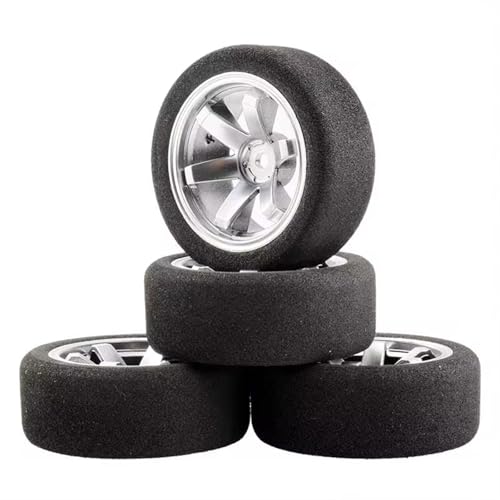 Für HSP Für HPI 1/10 Skala Schwamm Reifen Und Felgen Mit 3mm Offset Und 12mm Hex RC On-Road Für Racing Auto Spielzeug Zubehör RC Buggy Reifen(White) von PLOQAZEH