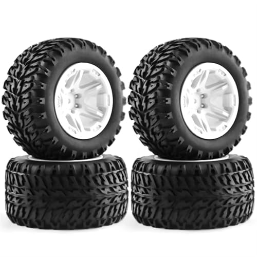 PLOQAZEH Für Kyosho Für HSP Für WLtoys 1:16 Kunststoff Rad Gummi Reifen Für Universal Reifen Für 1/12 1/14 1/16 RC Für Monster Truck RC Buggy Reifen(White,A) von PLOQAZEH