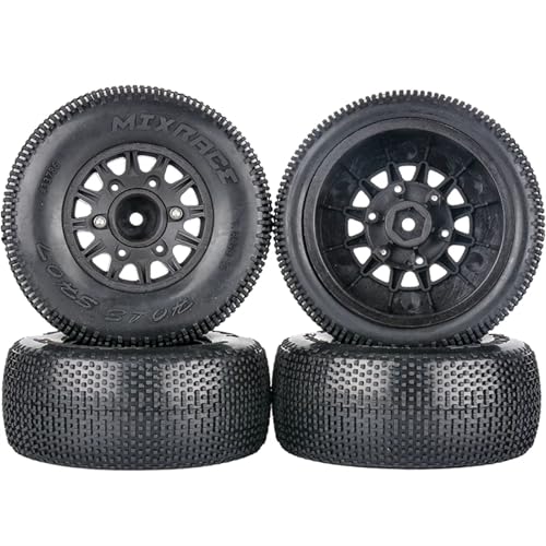 PLOQAZEH Für LT18067 1/10 4-teiligen Reifen Für Kurz-LKW-Geländewagen-for Modellautoreifen, Kleiner Ding-Griff, Verschleißfester Adapter 12 Mm, 14 Mm, 17 Mm RC Buggy Reifen(Black) von PLOQAZEH