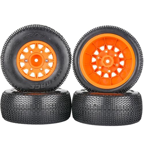 PLOQAZEH Für LT18067 1/10 4-teiligen Reifen Für Kurz-LKW-Geländewagen-for Modellautoreifen, Kleiner Ding-Griff, Verschleißfester Adapter 12 Mm, 14 Mm, 17 Mm RC Buggy Reifen(Orange) von PLOQAZEH