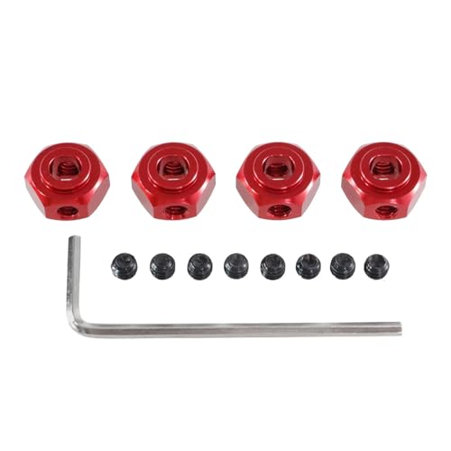 PLOQAZEH Für MJX Für Hyper Go 1/10 10208 1/12 H12Y H12Y Metall 12mm Hex Stecker RC Auto Metall Upgrade DIY Teile Geändert Zubehör RC Autoteile(Red) von PLOQAZEH