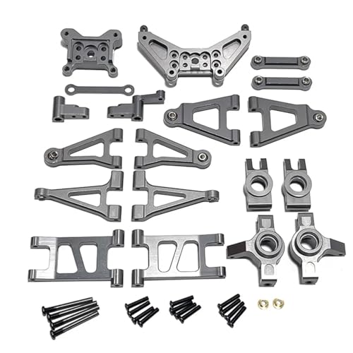 PLOQAZEH Für MJX Für Hyper Go 1/14 14301 14302 14301 RC Auto Metall Seering Montage Lenkung Block Hinten Naben Upgrades Teile Zubehör RC Autoteile(Grey) von PLOQAZEH