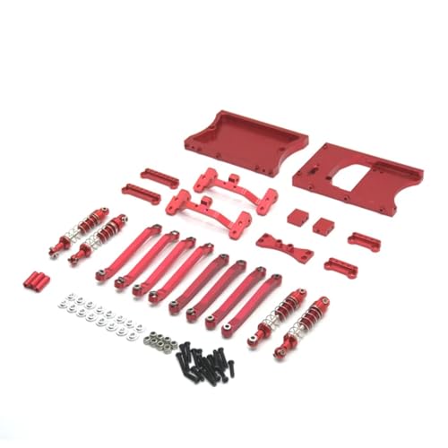 PLOQAZEH Für MN 1/12 D90 D91 D96 Für MN98 Für MN99S Metall Feste Spurstangen Lenkgetriebe Kabine Schwanz Strahl RC Auto Ersatzteile Upgrade Kits RC Autoteile(Red) von PLOQAZEH