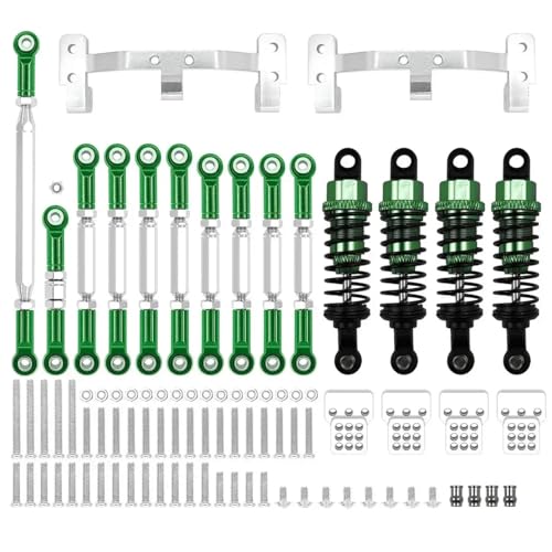PLOQAZEH Für MN 1/12 D90 MN91 MN96 Für MN98 Für MN99S Metall Für Chassis Link Stange Zugstange Halterung Stoßdämpfer Set RC Auto Upgrades Teile RC Autoteile(Green) von PLOQAZEH