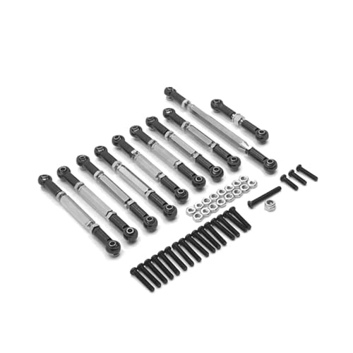 PLOQAZEH Für MN D90 D91 D96 D99S Für MN99S MN90 1/12 Metall Für Chassis Stange Zugstange Lenkung Link Stange Kit Teile RC Auto Upgrade Geändert Zubehör RC Autoteile(Black) von PLOQAZEH