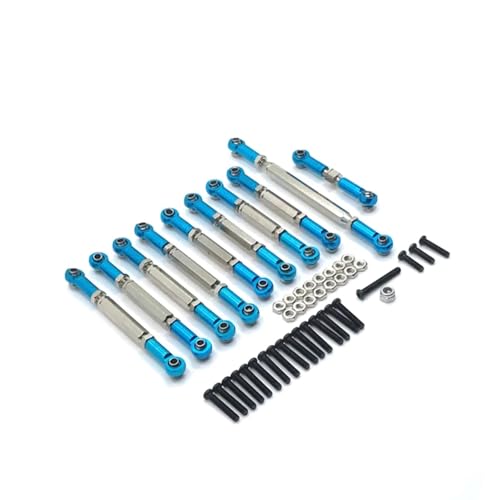 PLOQAZEH Für MN D90 D91 D96 D99S Für MN99S MN90 1/12 Metall Für Chassis Stange Zugstange Lenkung Link Stange Kit Teile RC Auto Upgrade Geändert Zubehör RC Autoteile(Blue) von PLOQAZEH