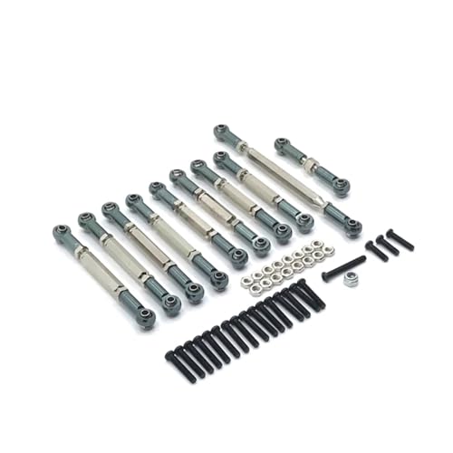PLOQAZEH Für MN D90 D91 D96 D99S Für MN99S MN90 1/12 Metall Für Chassis Stange Zugstange Lenkung Link Stange Kit Teile RC Auto Upgrade Geändert Zubehör RC Autoteile(Grey) von PLOQAZEH