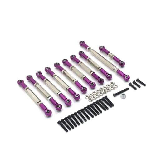 PLOQAZEH Für MN D90 D91 D96 D99S Für MN99S MN90 1/12 Metall Für Chassis Stange Zugstange Lenkung Link Stange Kit Teile RC Auto Upgrade Geändert Zubehör RC Autoteile(Purple) von PLOQAZEH