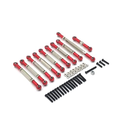 Für MN D90 D91 D96 D99S Für MN99S MN90 1/12 Metall Für Chassis Stange Zugstange Lenkung Link Stange Kit Teile RC Auto Upgrade Geändert Zubehör RC Autoteile(Red) von PLOQAZEH