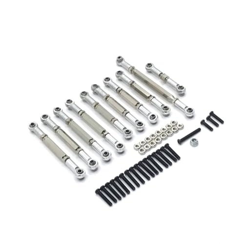 PLOQAZEH Für MN D90 D91 D96 D99S Für MN99S MN90 1/12 Metall Für Chassis Stange Zugstange Lenkung Link Stange Kit Teile RC Auto Upgrade Geändert Zubehör RC Autoteile(Silver) von PLOQAZEH