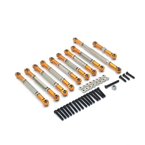 PLOQAZEH Für MN D90 D91 D96 D99S Für MN99S MN90 1/12 Metall Für Chassis Stange Zugstange Lenkung Link Stange Kit Teile RC Auto Upgrade Geändert Zubehör RC Autoteile(Yellow) von PLOQAZEH
