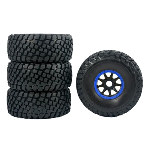 PLOQAZEH Für Mojave Short-Course Truck-Reifen, Rad Für FS Desert Truck Off-Road Buggy 336184 1/8 1/7 RC-Autoreifen, 17MM Adapter, Tragbar RC Buggy Reifen(Blue,4pcs) von PLOQAZEH