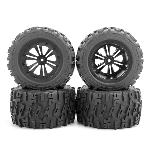 PLOQAZEH Für RC Räder Reifen 4PCS 129X70MM 12mm Adapter Für 1/10 RC Modell Auto Für Monster Truck Zubehör RC Buggy Reifen von PLOQAZEH