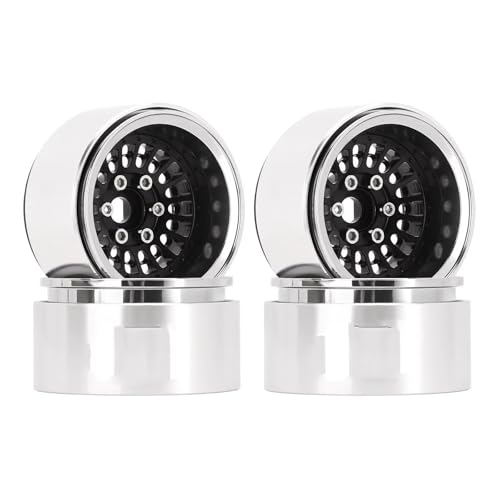 PLOQAZEH Für SCX10 Für Pro Für TRX4 Für VS4-10 Für Gen8 Offset -10mm Aluminium Turbine 1,9 "Beadlock Felge Für 1/10 RC Crawler RC Autoteile(W1955BK) von PLOQAZEH