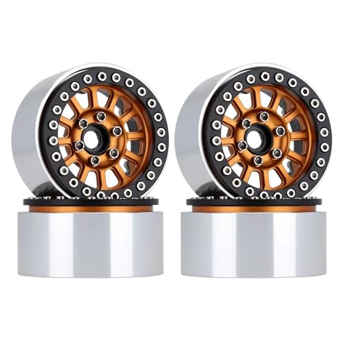PLOQAZEH Für TRX-4 Für Axial Für SCX10 90046 Für AXI03007 Upgrade Teile Aluminium 1,9 "Beadlock Felge Für 1/10 RC Crawler Auto RC Autoteile(YQW-37GD) von PLOQAZEH