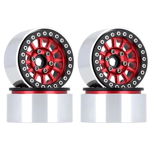 PLOQAZEH Für TRX-4 Für Axial Für SCX10 90046 Für AXI03007 Upgrade Teile Aluminium 1,9 "Beadlock Felge Für 1/10 RC Crawler Auto RC Autoteile(YQW-37RD) von PLOQAZEH