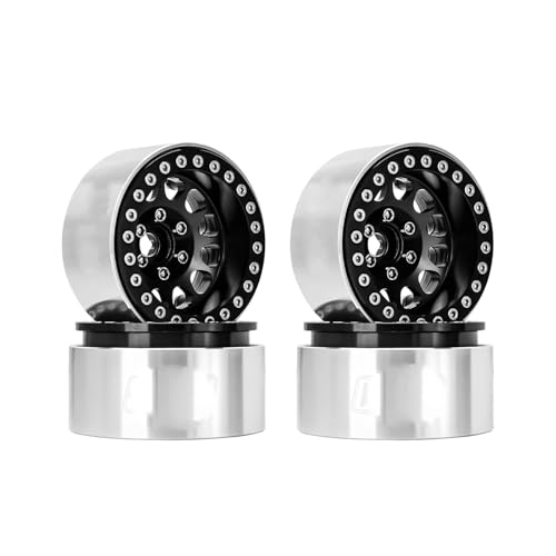PLOQAZEH Für TRX4 Für Axial Für SCX10 Aluminium 1,9 "Beadlock Deep Dish Negative Offset 10,4mm Felge Für 1/10 RC Crawler Auto RC Autoteile(YQW-1949BK) von PLOQAZEH