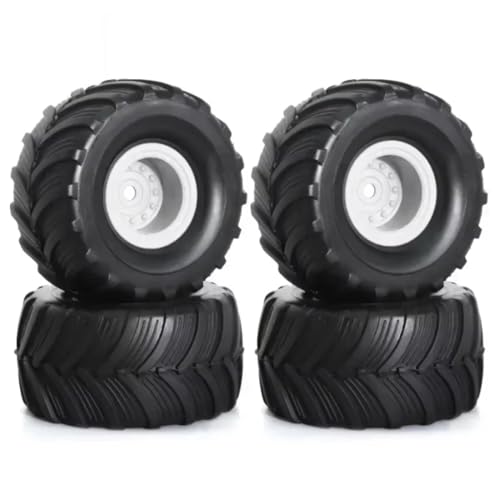 PLOQAZEH Für TRX4M Für FMS Für FCX24 W194 Für Axial 1/18 4 Stücke Monster Truck Felge Reifen Set RC Crawler Auto Upgrade Teile RC Buggy Reifen(White) von PLOQAZEH