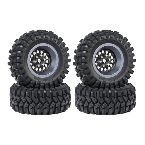 PLOQAZEH Für TRX4M Für SCX24 Für AX24 Für FCX24 Für 1/18 RC Crawler Car Upgrade -Teile 4pcs 62 Mm 1,2 Kohlefaser -Beadlock -Rad -Reifen -Set RC Autoteile(Gray,D) von PLOQAZEH