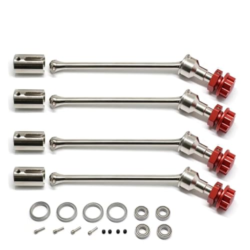 PLOQAZEH Für TRXs Für Maxx Für Widemaxx-Metall-Upgrade-Teile Für 1:10 RC Crawler Car Modelle 89086-4 8996X Stahllängerantriebswelle CVD RC Autoteile(Silver red) von PLOQAZEH