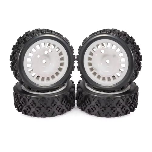 PLOQAZEH Für TT-01 02 Für XV-01 Für PTG2 Für DF-03 Für TA06 Für HPI Für WR8 Upgrades Teile 12mm Geklebt Gummi Reifen Auf Straße Reifen Räder RC Buggy Reifen(White,B) von PLOQAZEH