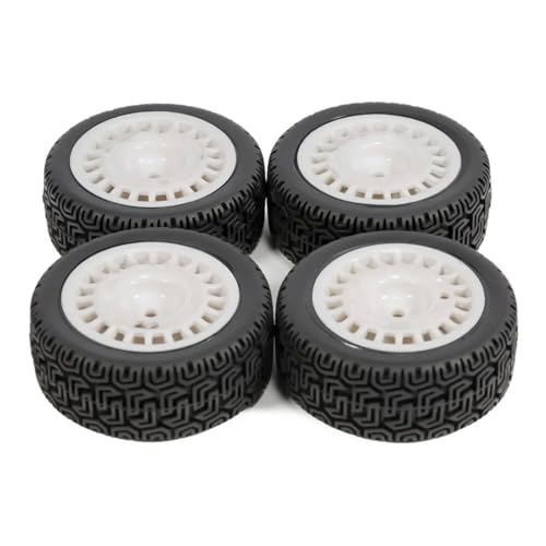 PLOQAZEH Für TT-01 Für TT-02 Für XV-01 Für DF-03 Für TA06 Für PTG2 Für HPI Für WR8 Geklebter Gummireifen Kunststoffräder Felge Für RC Für Rallye Für Rennwagen RC Buggy Reifen(White,A) von PLOQAZEH