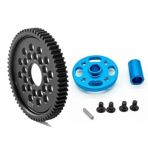 PLOQAZEH Für TT-02 Für TT02 Für 1/10 RC Auto Upgrade Teile Metall 63T 64T 66T 68T 71T 54500 Stirnradgetriebe Und Getriebe Montieren High Speed ​​Gear Set RC Autoteile(63T) von PLOQAZEH