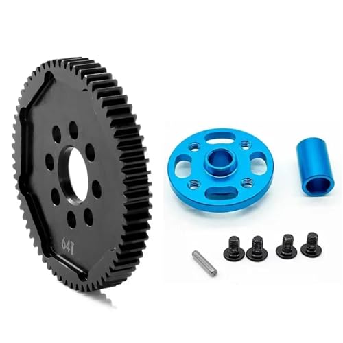 PLOQAZEH Für TT-02 Für TT02 Für 1/10 RC Auto Upgrade Teile Metall 63T 64T 66T 68T 71T 54500 Stirnradgetriebe Und Getriebe Montieren High Speed ​​Gear Set RC Autoteile(64T) von PLOQAZEH
