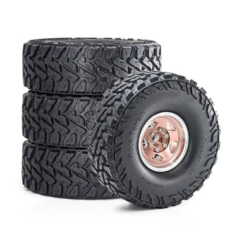 PLOQAZEH Für Trxs Für TRX4 D90 D110 Für Axial Für SCX10 Für MST 1/10 4 Stück 120 Mm 1,9 Zoll Metall-Beadlock-Felge Gummireifen-Set RC-Crawler-Auto-Upgrade-Zubehör RC Buggy Reifen(Brown) von PLOQAZEH