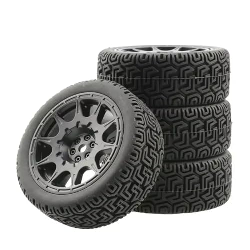 PLOQAZEH Für WLtoys 144001 1/18 1/16 1/10 4 Stücke RC Auto 66mm Gummi Reifen RC Für Buggy Crawler Auf Off Road Auto Ersatzteile Ersatz RC Buggy Reifen(Black,Size 2) von PLOQAZEH