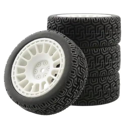 PLOQAZEH Für WLtoys 144001 1/18 1/16 1/10 4 Stücke RC Auto 66mm Gummi Reifen RC Für Buggy Crawler Auf Off Road Auto Ersatzteile Ersatz RC Buggy Reifen(White,Size 1) von PLOQAZEH