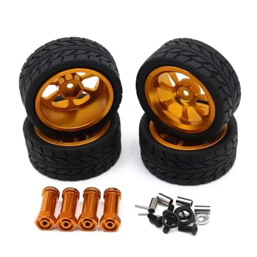 PLOQAZEH Für WLtoys 144001 A959 A949 A969 A979 A959-B A969-B A979-B RC Auto Ersatzteile Upgrade Metall Rad Reifen Extender Upgrade Teile RC Buggy Reifen(Yellow) von PLOQAZEH