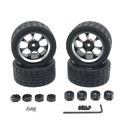 PLOQAZEH Für WLtoys Für WPL Für MN LC 1/18 1/16 1/14 1/12 RC-Auto Für Universell Modifizierte Metallradreifen Coole Mehrfarbige Reifenhaut-Upgrade-Teile RC Buggy Reifen(Black) von PLOQAZEH