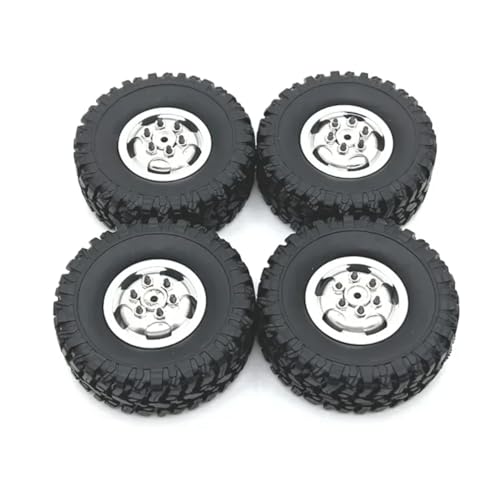 PLOQAZEH Für WPL C14 C24 C34 C44 C54 B14 B24 Für MN D90 Für MN99S Für MN78 Für MN82 4 Stücke 67mm Metall Felge Gummi Reifen Reifen RC Auto Upgrade Teile RC Autoteile(Silver) von PLOQAZEH