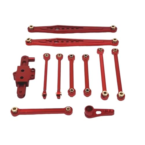 PLOQAZEH Für Wltoys 124006 12423 12427 12428 1/12 Metall Upgrade Teile Kit Lenkung Link Stange Servo Arm RC Auto Zubehör RC Autoteile(Red) von PLOQAZEH