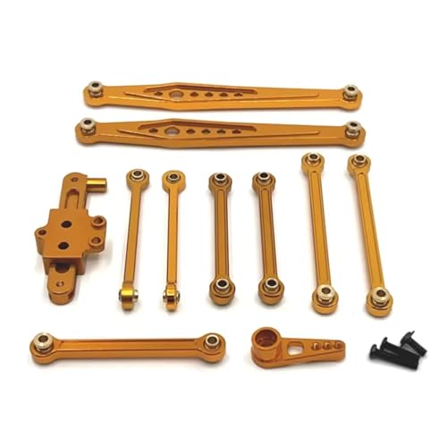 PLOQAZEH Für Wltoys 124006 12423 12427 12428 1/12 Metall Upgrade Teile Kit Lenkung Link Stange Servo Arm RC Auto Zubehör RC Autoteile(Yellow) von PLOQAZEH