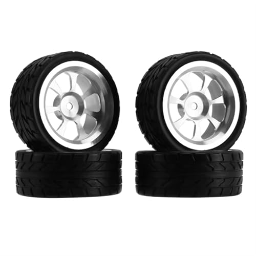 PLOQAZEH Für Wltoys 144001 Für A959 Für A959-B 124019 124018 4 PCS 65 Mm Metall Felge + High Grip Gummi Reifen Reifen RC Auto Teile RC Buggy Reifen von PLOQAZEH