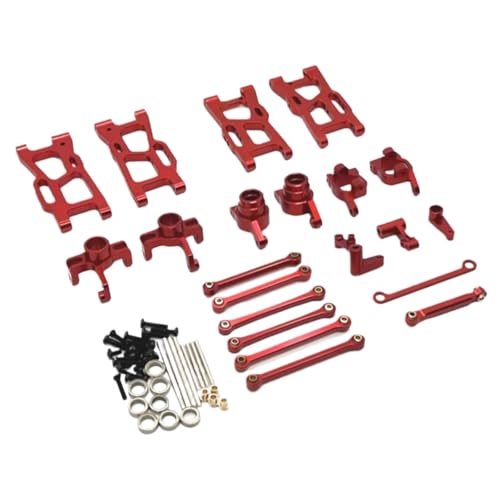 Für Wltoys 144016 144018 1/14 Metall Lenkung Tasse Hub Carrier Für Schaukel Arm Link Stange Lenkung Kit RC Auto Upgrade Teile Zubehör RC Autoteile(Red) von PLOQAZEH