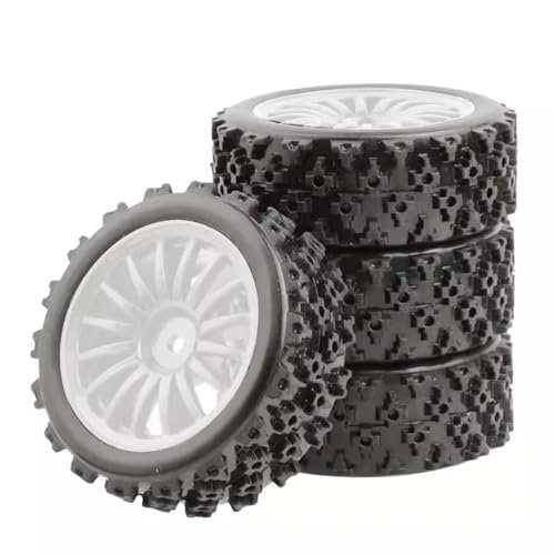 PLOQAZEH Für Wltoys Für HSP 1:10 1:12 1:14 1:16 Ersatzteile Felge Gummireifen Reifen RC Automodell Upgrade Zubehör RC Buggy Reifen(White) von PLOQAZEH