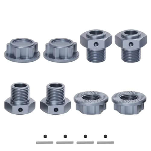 PLOQAZEH RC Autoteile Für Arrma Für Kraton Für Outcast 4S V2 Für BLX 1/10 Für Mojave 4S Für BLX 1/8 4 Stücke Metall 17mm Rad Hex Hub Adapter RC Auto Upgrade Teile(Gray) von PLOQAZEH