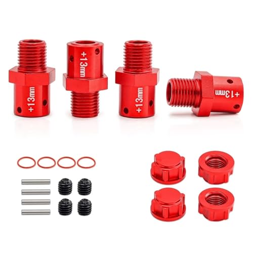 RC Autoteile Für Arrma Für Kraton Für Typhon Für Outcast 1/8 4 Stück 6S Metall 17mm Erweiterte Rad Hex Hub Adapter + 10/13mm Schwarz Blau Rot Silber(Blue,13mm) von PLOQAZEH