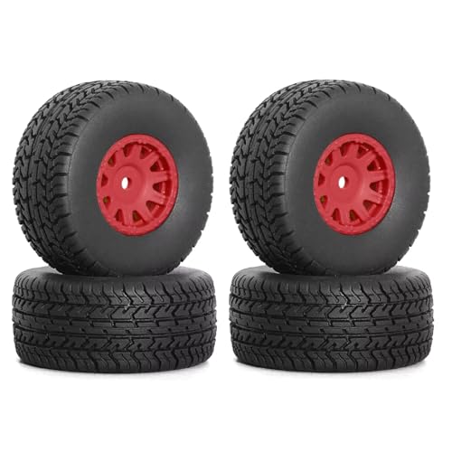 PLOQAZEH RC Autoteile Für Arrma Für Mojave Für Grom 1/14 4 Stücke 65mm Gummi Reifen Reifen 12mm Hex RC Auto Upgrade Teile Zubehör Ersatz ARA550116(Red) von PLOQAZEH