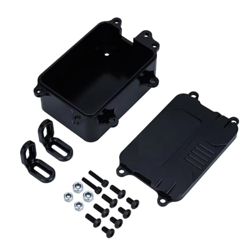 PLOQAZEH RC Autoteile Für Axial Für SCX10 1/10 1Pcs Metall Ausrüstung Box Radio Empfänger Box RC Auto Rahmen Für Chassis Kit RC Track Auto Upgrade Zubehör(Black) von PLOQAZEH
