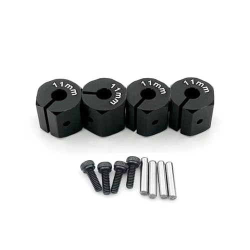 RC Autoteile Für Axial Für SCX10 90046 1/10 4 Pcs Aluminium Rad Sechskantmutter Stick Hub 8/9/10/11/12mm RC Upgrade Teile Zubehör(Black,11mm) von PLOQAZEH
