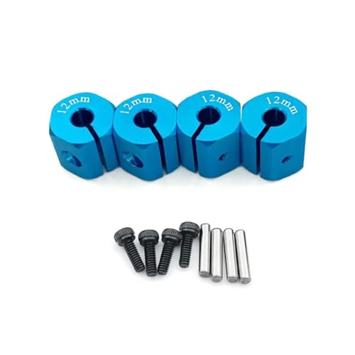 PLOQAZEH RC Autoteile Für Axial Für SCX10 90046 1/10 4 Pcs Aluminium Rad Sechskantmutter Stick Hub 8/9/10/11/12mm RC Upgrade Teile Zubehör(Blue,12mm) von PLOQAZEH