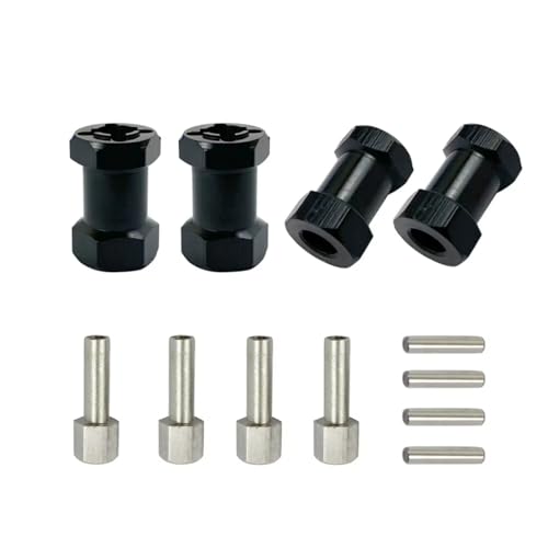 PLOQAZEH RC Autoteile Für Axial Für SCX10 D90 1/10 4 Pack Aluminium 12mm Hex Hub RC Auto Stick Adapter 15/20/25mm Erweitert Für Combo Koppler(Black,20mm) von PLOQAZEH
