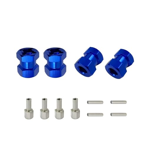 RC Autoteile Für Axial Für SCX10 D90 1/10 4 Pack Aluminium 12mm Hex Hub RC Auto Stick Adapter 15/20/25mm Erweitert Für Combo Koppler(Blue,15mm) von PLOQAZEH